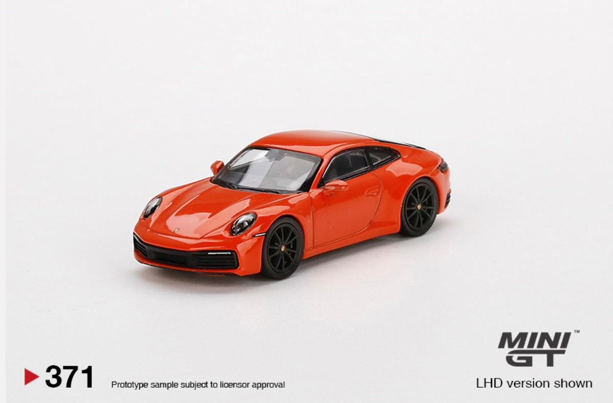 1:64 Porsche 911 (992) Carrera 4S Lava Orange Mini GT 371