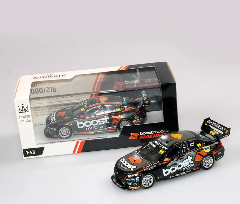 1:43 Brodie Kostecki/David Russell #99 2021 Bathurst 3rd Place Erebus Boost Mobile Racing Holden ZB Commodore Authentic Collectables