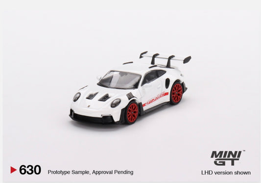 1:64 Porsche 911 (992) GT3 RS White with Pyro Red accent package Mini GT 630