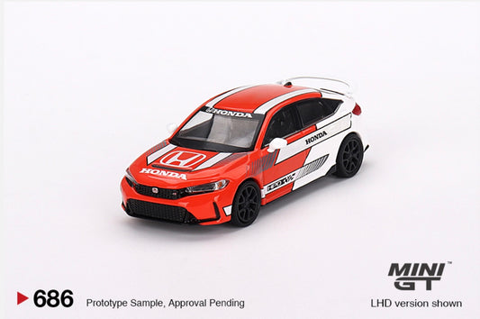 1:64 Honda Civic Type R 2023 Pace Car Red Mini GT 686