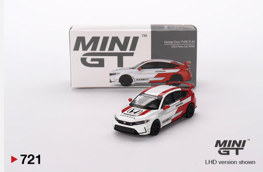 1:64 Honda Civic Type R 2023 Pace Car White Mini GT 721