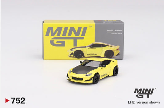 1:64 Nissan Z Pandem Ikazuchi Yellow Mini GT 752