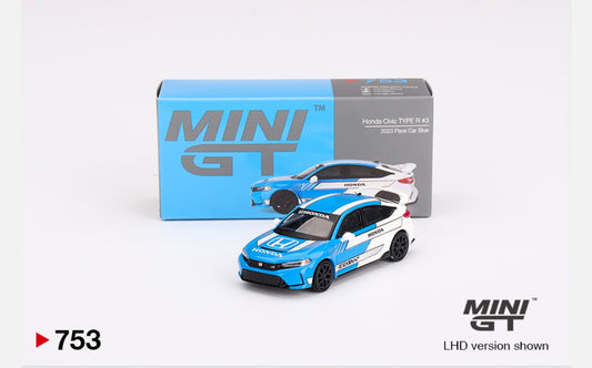 1:64 Honda Civic Type R #3 2023 Pace Car Blue Mini GT 753