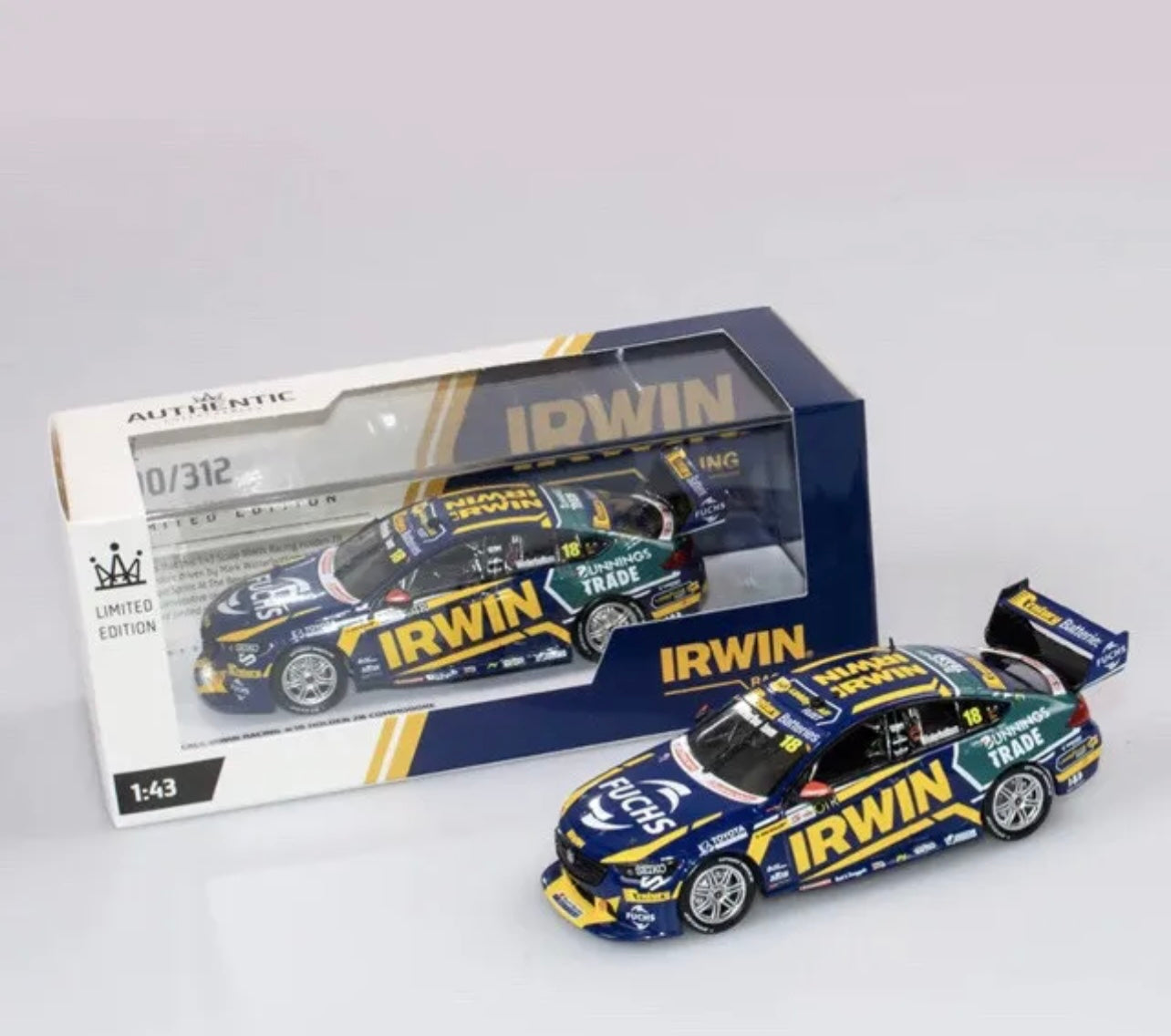 1:43 Mark Winterbottom #18 Irwin Racing 2021 The Bend Holden ZB Commodore Authentic Collectables