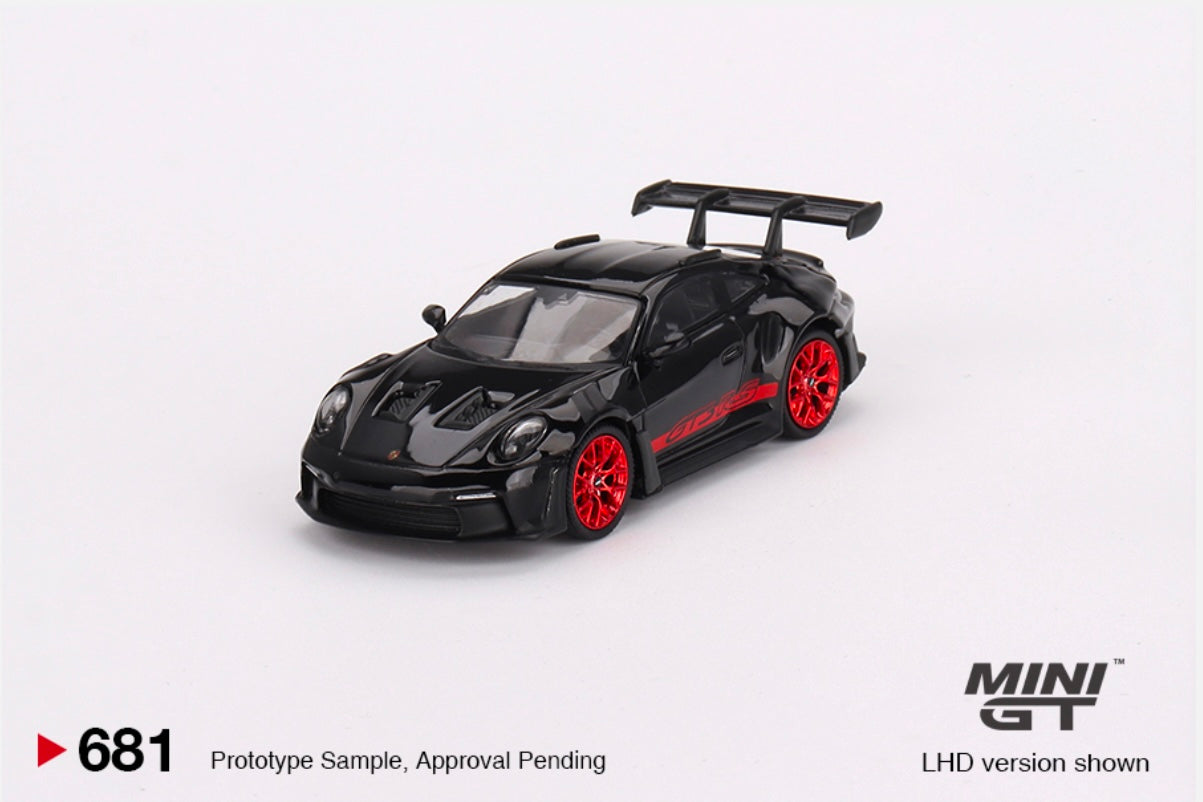 1:64 Porsche 911 (992) GT3 RS Black with Pyro Red Mini GT 681