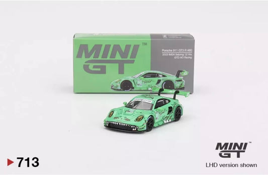 1:64 Porsche 911 GT3 R #80 2023 IMSA Sebring 12hrs GD AO Racing #713 Mini GT