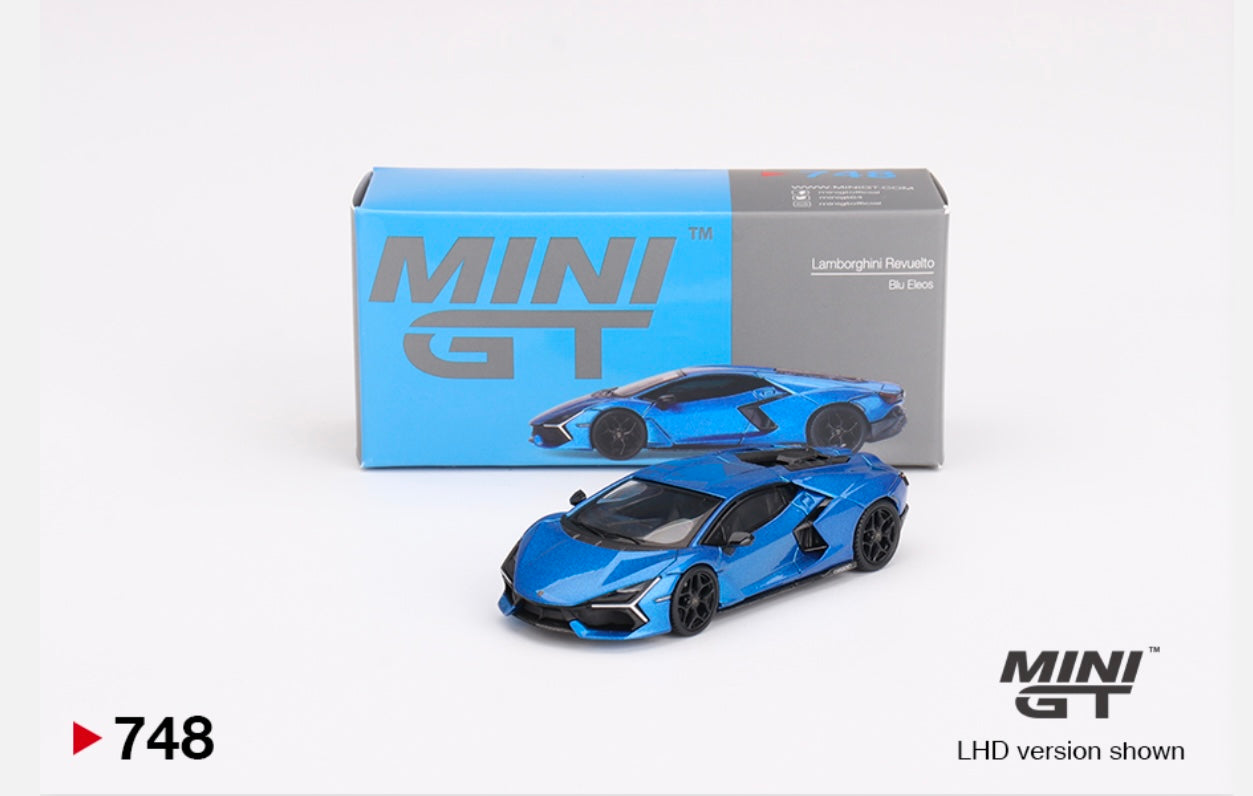 1:64 Lamborghini Revuelto Blu Eleos Mini GT 748