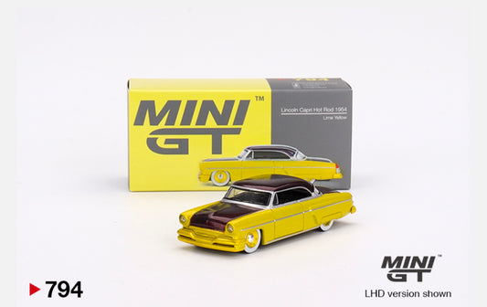 1:64 Lincoln Capri Hot Rod 1954 Lime Yellow Mini GT 794