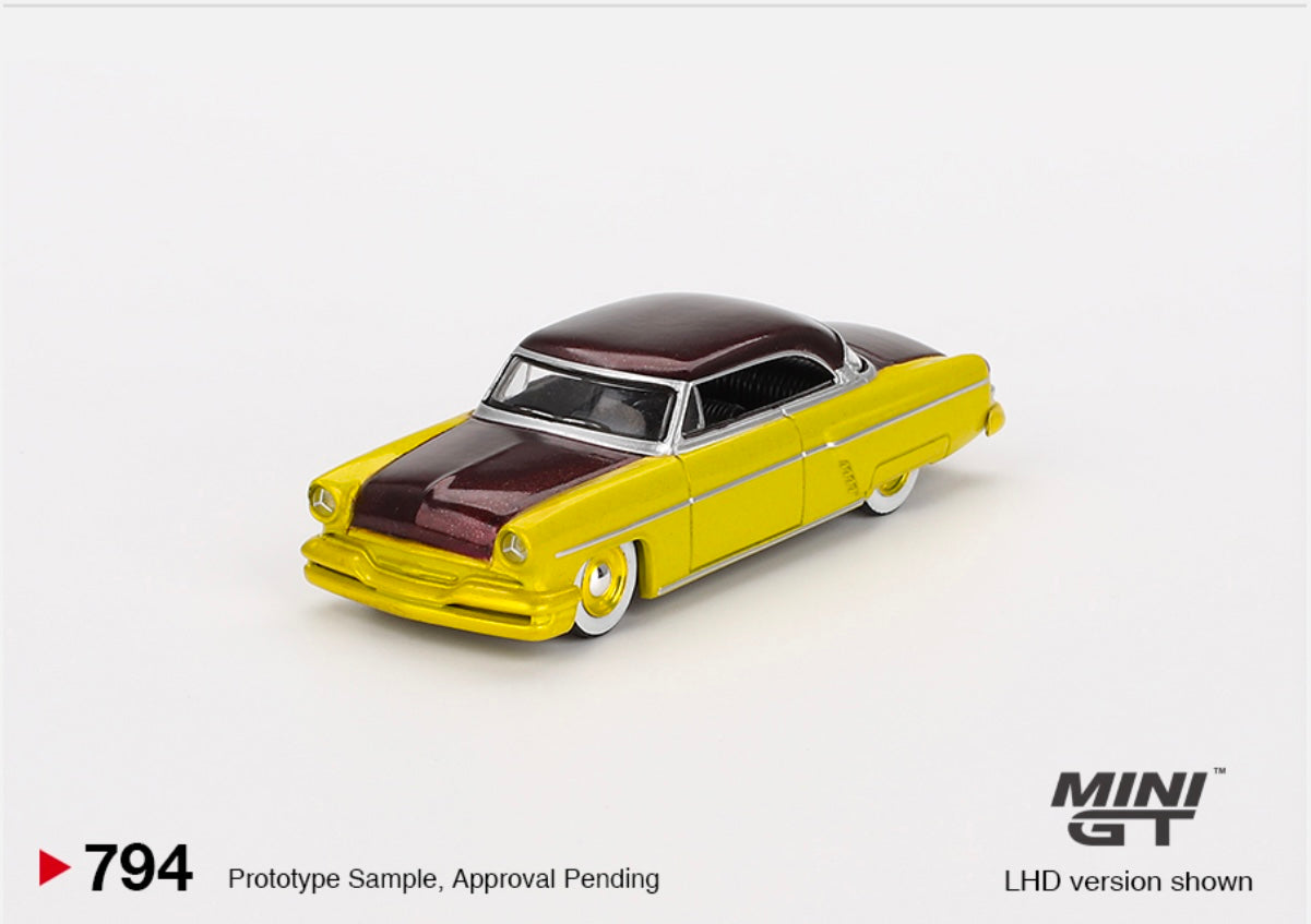 1:64 Lincoln Capri Hot Rod 1954 Lime Yellow Mini GT 794