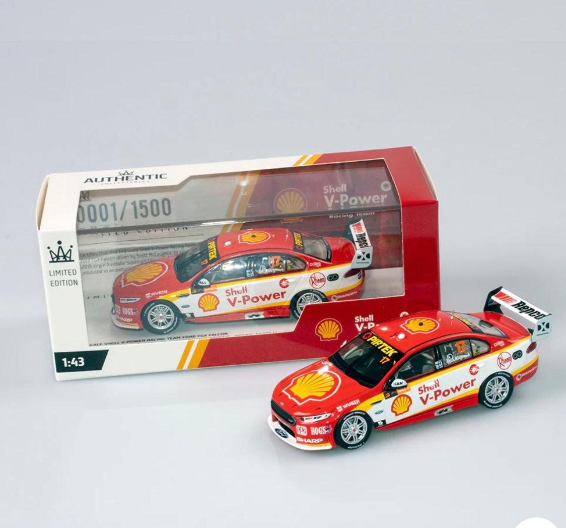 1:43 Scott McLaughlin #17 2018 Championship Winner Ford FGX Falcon Shell V-Power Racing Team Authentic Collectables