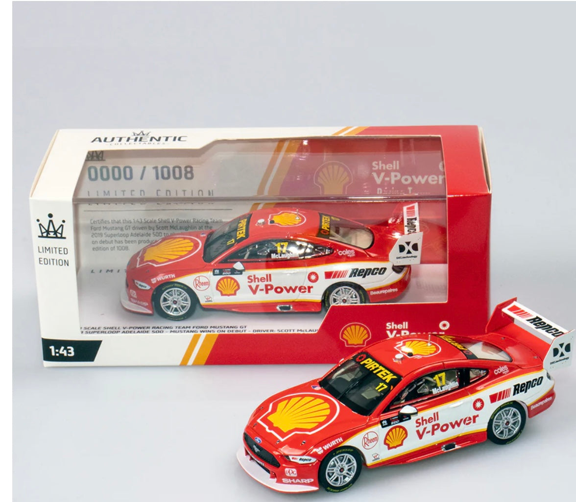 1:43 Scott McLaughlin #17 2019 Adelaide 500 Mustang Wins on Debut Shell V-Power Racing Team Ford Mustang Authentic Collectables