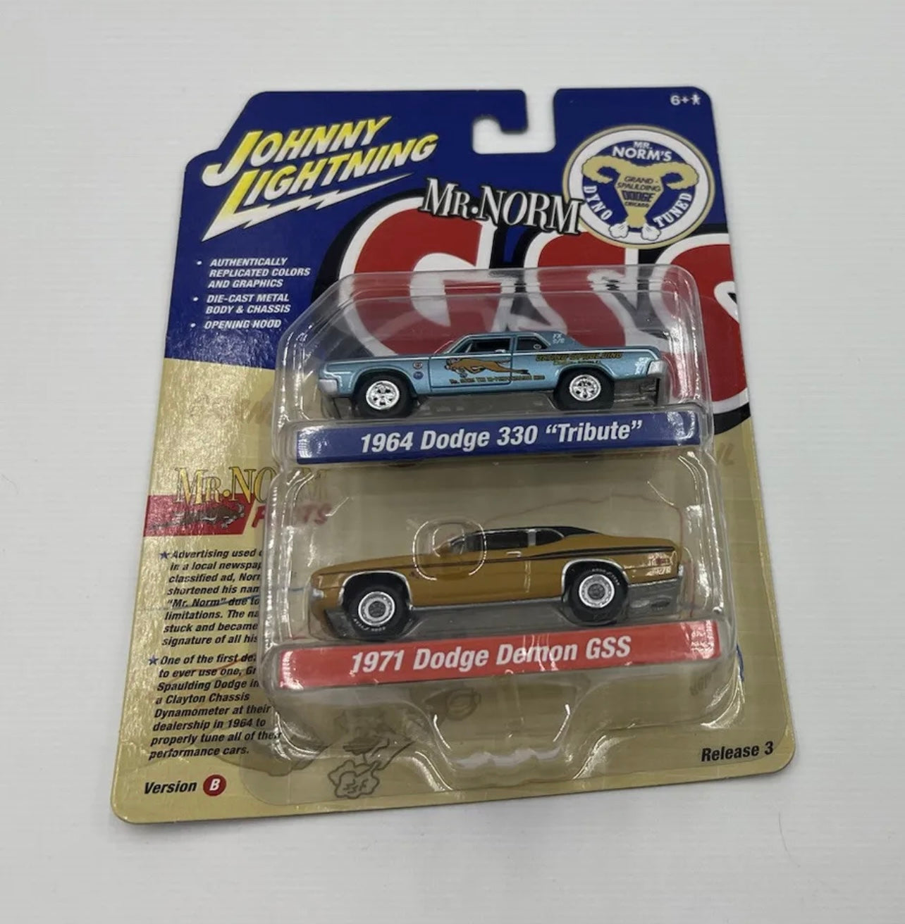 1:64 Mr Norm 1964 Dodge 330 Tribute & 1971 Dodge Demon GSS Johnny Lightning