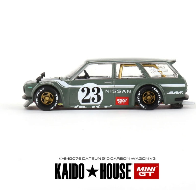 1:64 Datsun 510 Wagon Carbon Fiber V3 Kaido House #76 Green Pre-Order