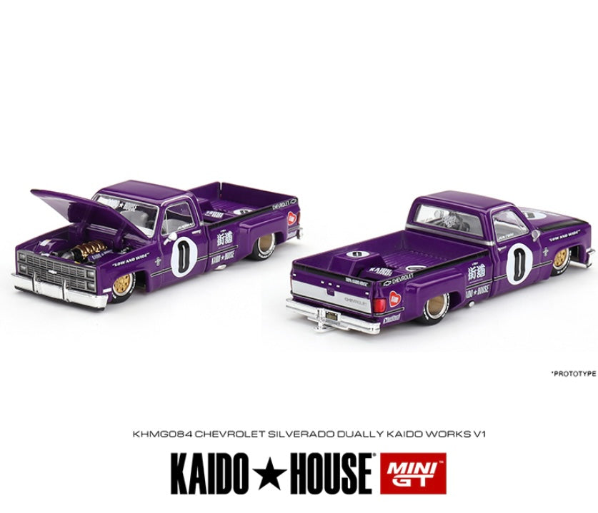 1:64 Chevrolet Silverado Dually Purple #84 Kaido House Pre-Order