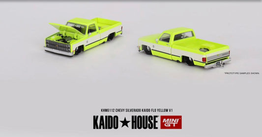 1:64 Chevrolet Silverado Flo Yellow V1 #112 Kaido House Pre-Order