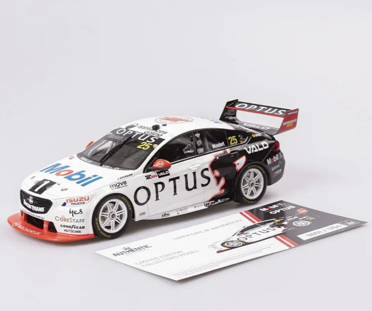 1:18 Chaz Mostert #25 2022 Valo Adelaide 5000 Holden Tribute Livery Mobil 1 Optus Racing