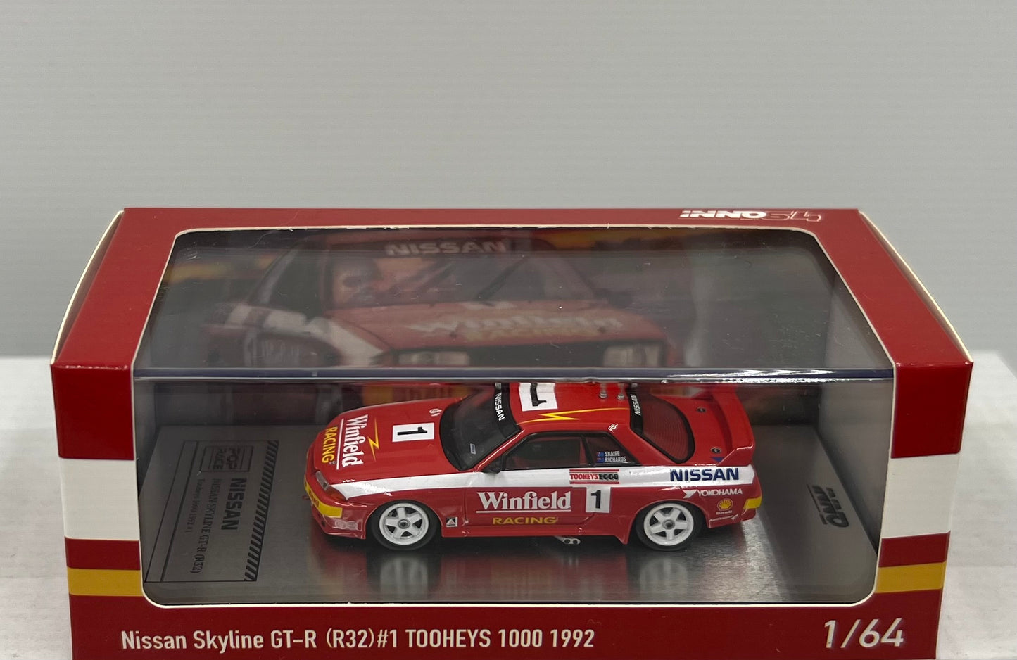 1:64 Nissan Skyline GT-R (R32) #1 Winfield Team Nissan 1992 Toohey’s 1000 Skaife Richards INNO64