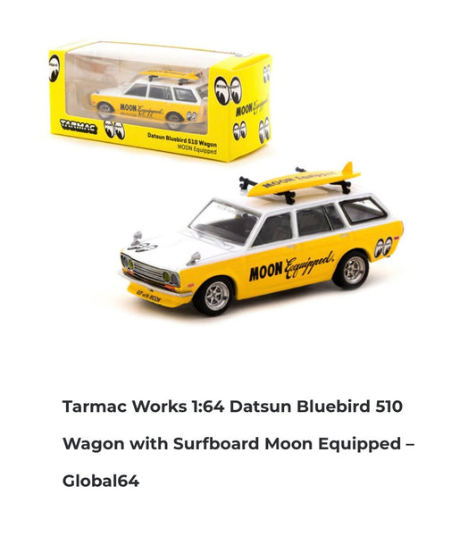 1:64 Datsun Bluebird 510 Wagon with Surfboard Moon Equipped Tarmac Works